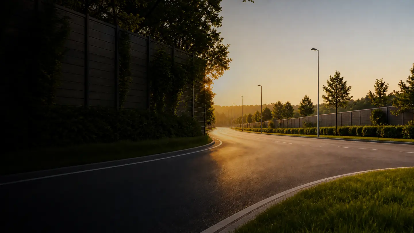 Continental EcoContact 6 Q na zielonej obwodnicy miejskiej z ekranami akustycznymi o świcie - Continental EcoContact 6 Q na cichsze i efektywniejsze dojazdy