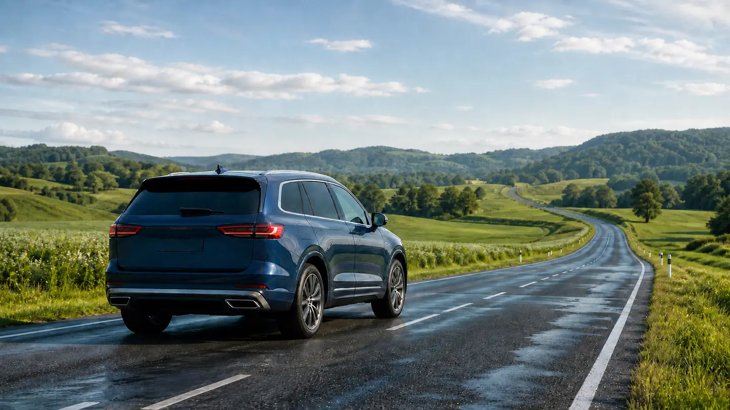 Rodzinny SUV na długiej letniej trasie po przelotnym deszczu - Goodyear EfficientGrip 2 SUV w mieście i podróży