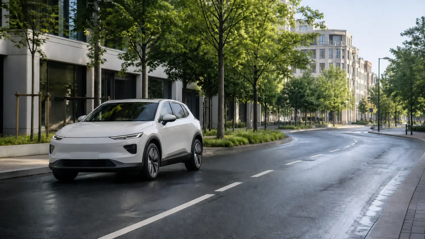 Miejski crossover na spokojnym bulwarze po letnim deszczu - Yokohama BluEarth-XT AE61 na miejski asfalt i trasę